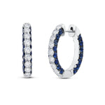 Graziela Blue Sapphire and Diamond 3-Sided Hoop Earrings - Be On Park
