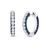Graziela Blue Sapphire and Diamond 3-Sided Hoop Earrings - Be On Park