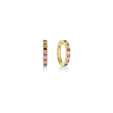 Roberto Coin Obelisco Diamond and Multi-Colored Sapphire Hoops