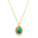 Gurhan Yellow Gold Australian Opal & Diamond Necklace - Be On Park