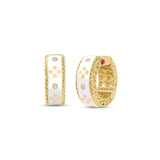 Roberto Coin VENETIAN PRINCESS DIAMOND AND ENAMEL HOOP EARRINGS