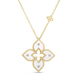 Roberto Coin VENETIAN PRINCESS DIAMOND AND ENAMEL FLOWER NECKLACE