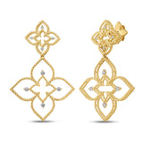 Roberto Coin PRINCESS FLOWER LARGE OPEN FRAME DIAMOND DROP EARRINGS