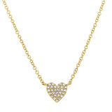 Shy Creation 14K Yellow Gold Pavé Diamond Heart Necklace