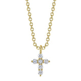 Shy Creation 14K Yellow Gold Diamond Cross Necklace