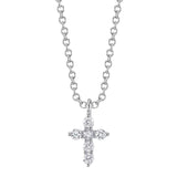 Shy Creation 14K White Gold Diamond Cross Necklace