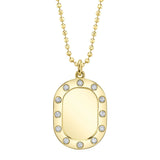 Shy Creation 14K Yellow Gold Diamond Oval Pendant Necklace