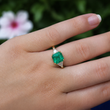 Lauren K Vintage Emerald-Cut Emerald & Diamond Ring