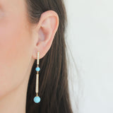 John Apel Diamond and Turquoise Drop Earrings