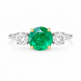 Lauren K Vintage Round Emerald & Diamond Ring