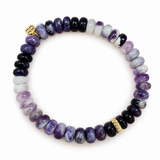 Sydney Evan 14K Yellow Gold Scallop Rondelle Purple Beaded Bracelet