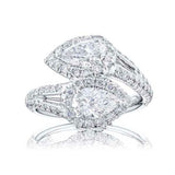 JB Star pear shape diamond "Forever Twogether" bypass ring with tapered baguette and round diamonds