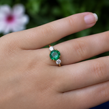 Lauren K Vintage Round Emerald & Diamond Ring