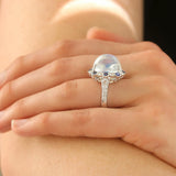 Spark Creations Moonstone Ring with Diamond and Sapphire Accents