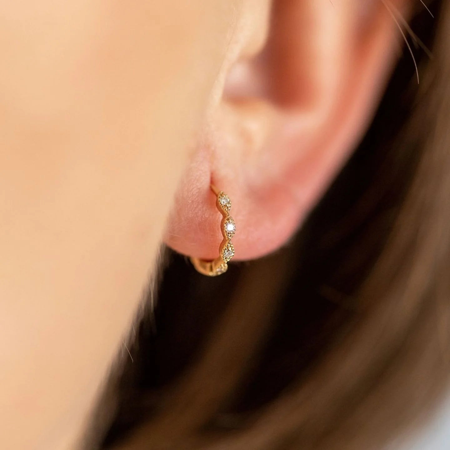 Sethi Couture Eleanor White Diamond Huggies - Be On Park