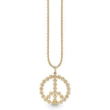 Sydney Evan Diamond Daisy Peace Sign Charm Necklace