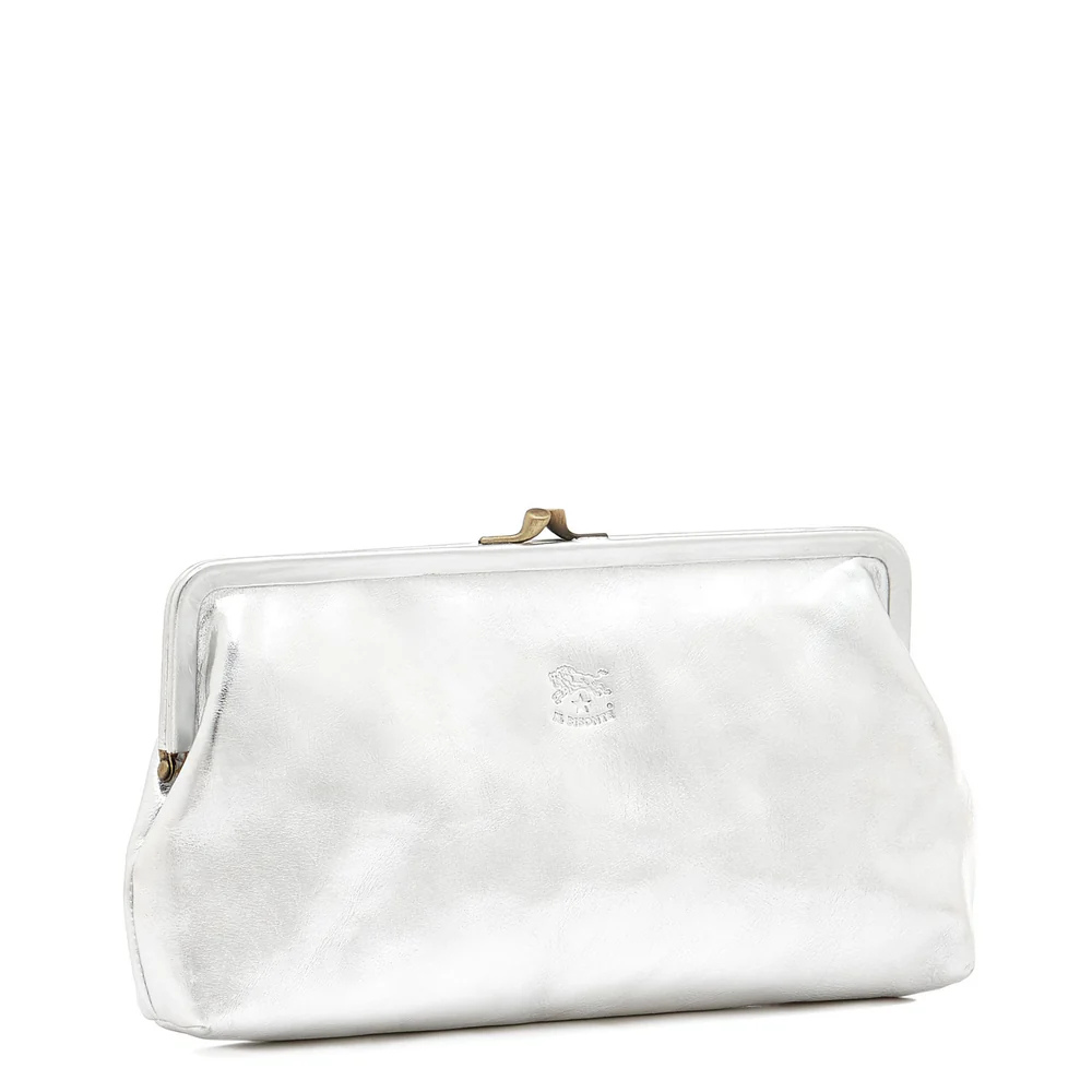 Il Bisonte Manuela Clutch Bag in Metallic Leather Color Metallic Silver - Be On Park