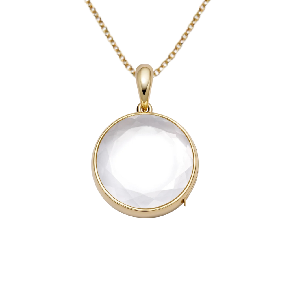 Loquet Midi Round Gold Locket 18k on 16-18" Rolo Chain - Be On Park
