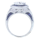 Diamond and Sapphire Millgrained Ring