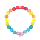 Sydney Evan Rainbow Jade Smooth Round Bracelet with Pure Happy Charm