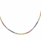 Dilamani 18" ombre rainbow sapphire tennis necklace