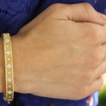 Roberto Coin Fleur de Lis diamond bangle with satin finish - Be On Park