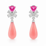 Oscar Heyman Diamond, Pink Sapphire & Pink Opal Earrings