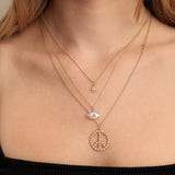 Sydney Evan Diamond Daisy Peace Sign Charm Necklace