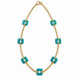 Paul Morelli 18K Yellow Gold Turquoise Quadro Link Necklace
