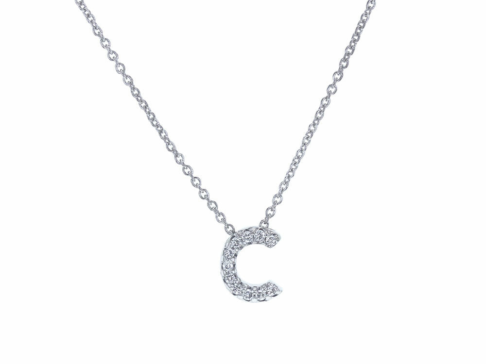 Roberto Coin 16-18" love letter diamond "C" necklace, additional letters available - Be On Park