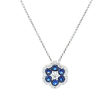 American Jewelry Design Diamond and Sapphire Pendant Necklace