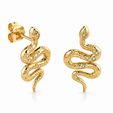 Sydney Evan 14K Yellow Gold Diamond Snake Stud Earrings
