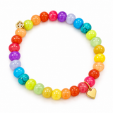 Sydney Evan Tiny Pure Heart Rainbow Beaded Bracelet in 14K Yellow Gold