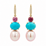 Lauren K Turquoise, Garnet & Pearl Drop Earrings