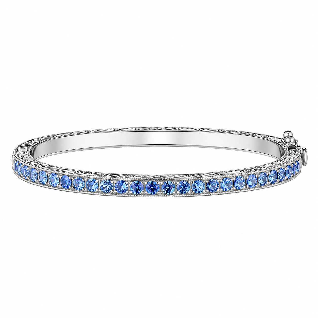 Penny Preville 18K White Gold Blue Sapphire Ombré Bangle Bracelet - Be On Park