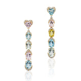 Goshwara "G-One" Aquamarine & Beryl Hearts & Ovals & Diamond Drop Earrings