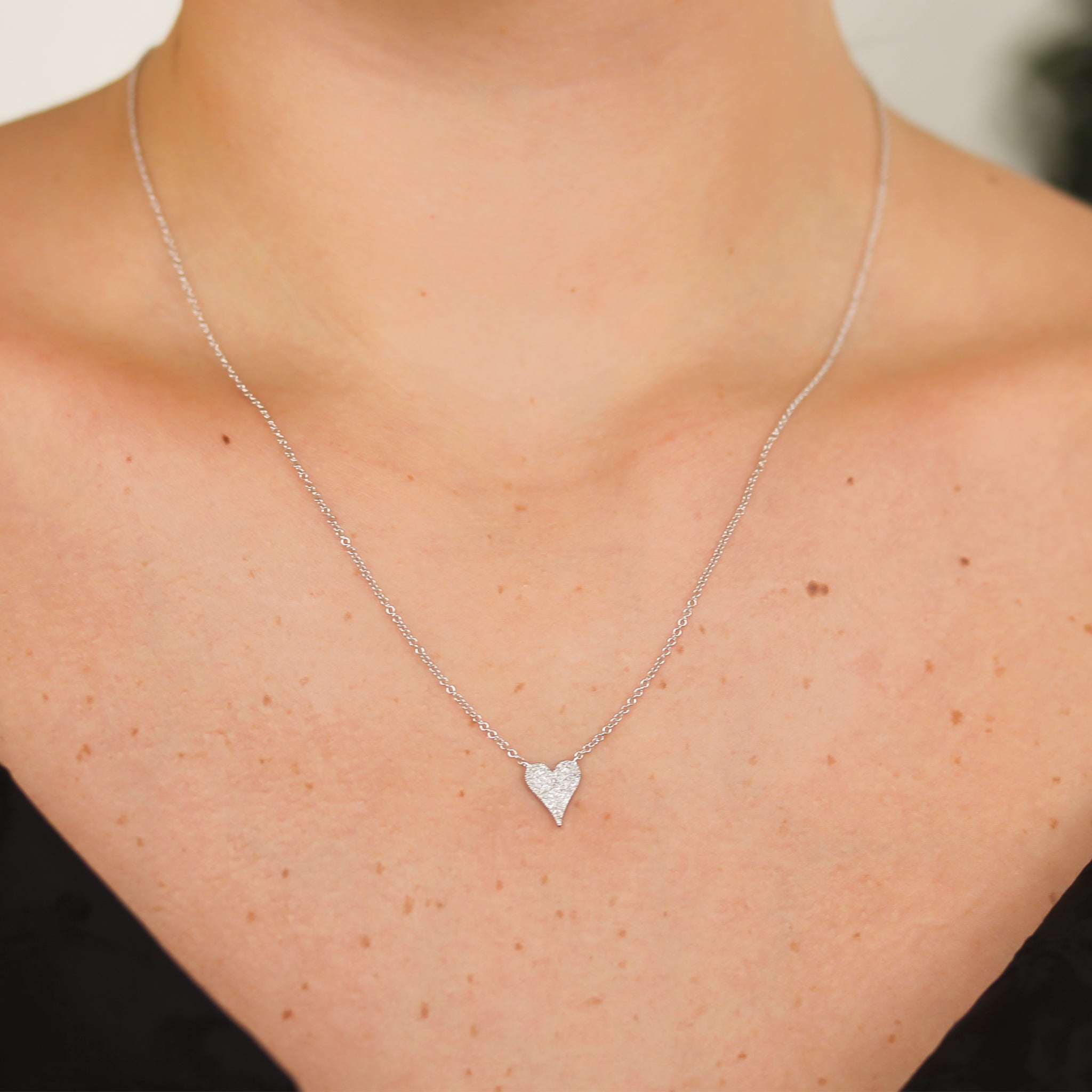 Shy Creation Mini Pave Diamond Heart Necklace - Be On Park