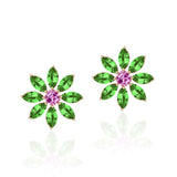 Goshwara "G-One" Marquie Tsavorite & Pink Sapphire Studs