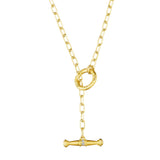 Penny Preville Yellow Gold Large Flat Link Necklace with Diamond Toggle