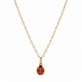Sydney Evan 14K Yellow Gold Mini Enamel Ladybug Charm Necklace