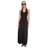 Enza Costa Cotton Halter Dress in Black - Be On Park