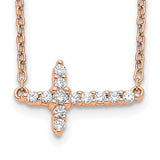 14k rose gold diamond cross necklace, 18