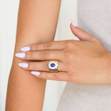 XO Jewels Diamond and Sapphire Wide Band Ring