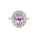 XO Jewels Kunzite Ring with Diamond Halo