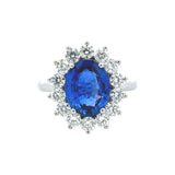 XO Jewels Sapphire Ring with Diamond Halo