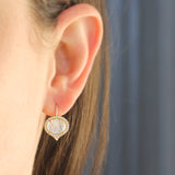 Lauren K oval cabochon rainbow moonstone "Jordan" earrings - Be On Park