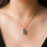 Goshwara 'Manhattan' Emerald Cut Blue Topaz Bezel Set Necklace