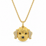 Sydney Evan 14K Yellow Gold Black Diamond Doodle Dog Charm Necklace