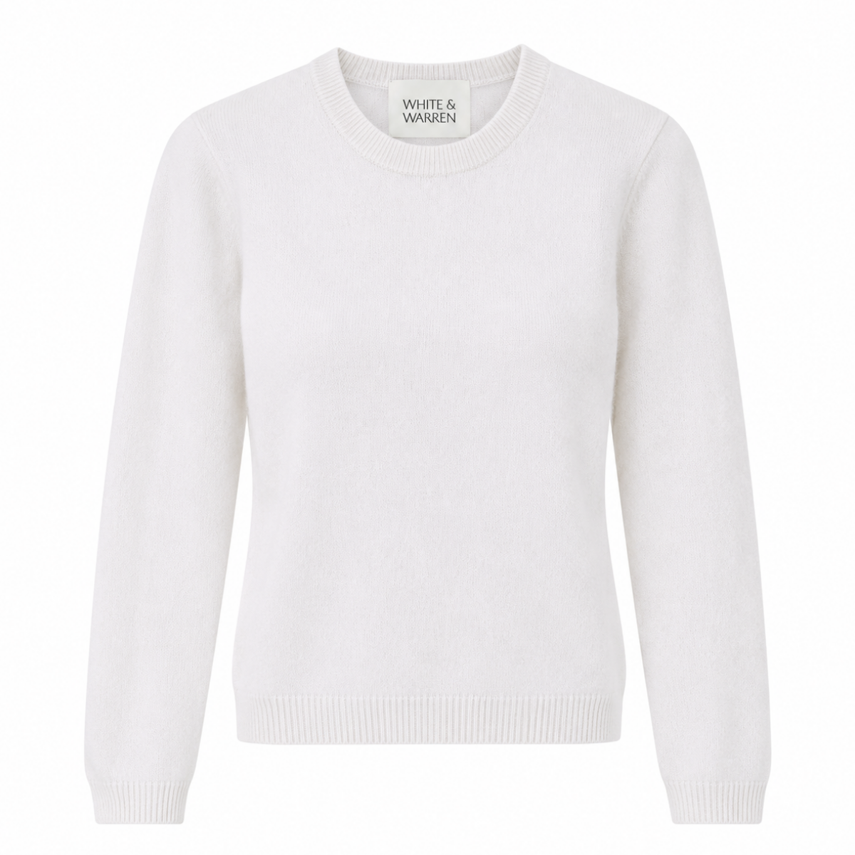 White + Warren Cashmere Fitted Crewneck in Soft White - Be On Park