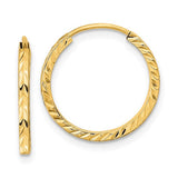 14k Diamond-cut Square Tube Endless Hoop Earrings Earrings